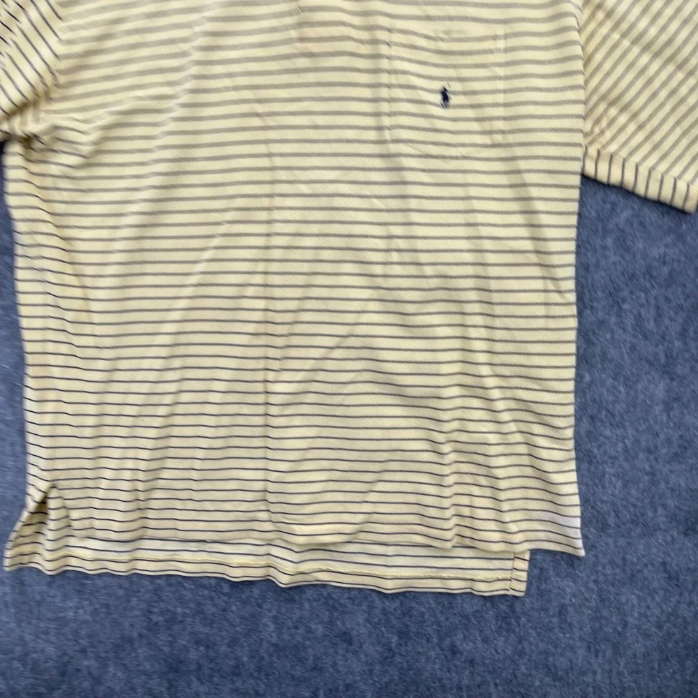 Polo Ralph Lauren Shirt Mens 2XL Yellow Striped Pocket Polo Shirt 100% Cotton